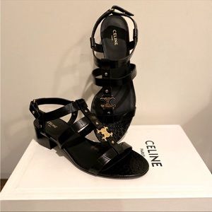 celine triomphe sandal in black